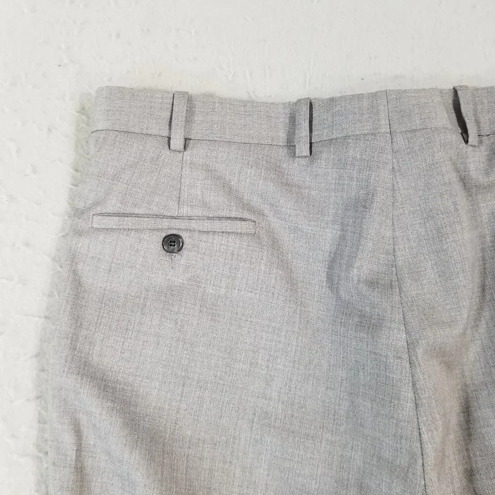 Peter Millar Pants‎ Mens 38 Gray Wool Blend Dress Slacks Flat Front Made Canada
